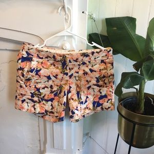 J Crew peach & blue floral shorts